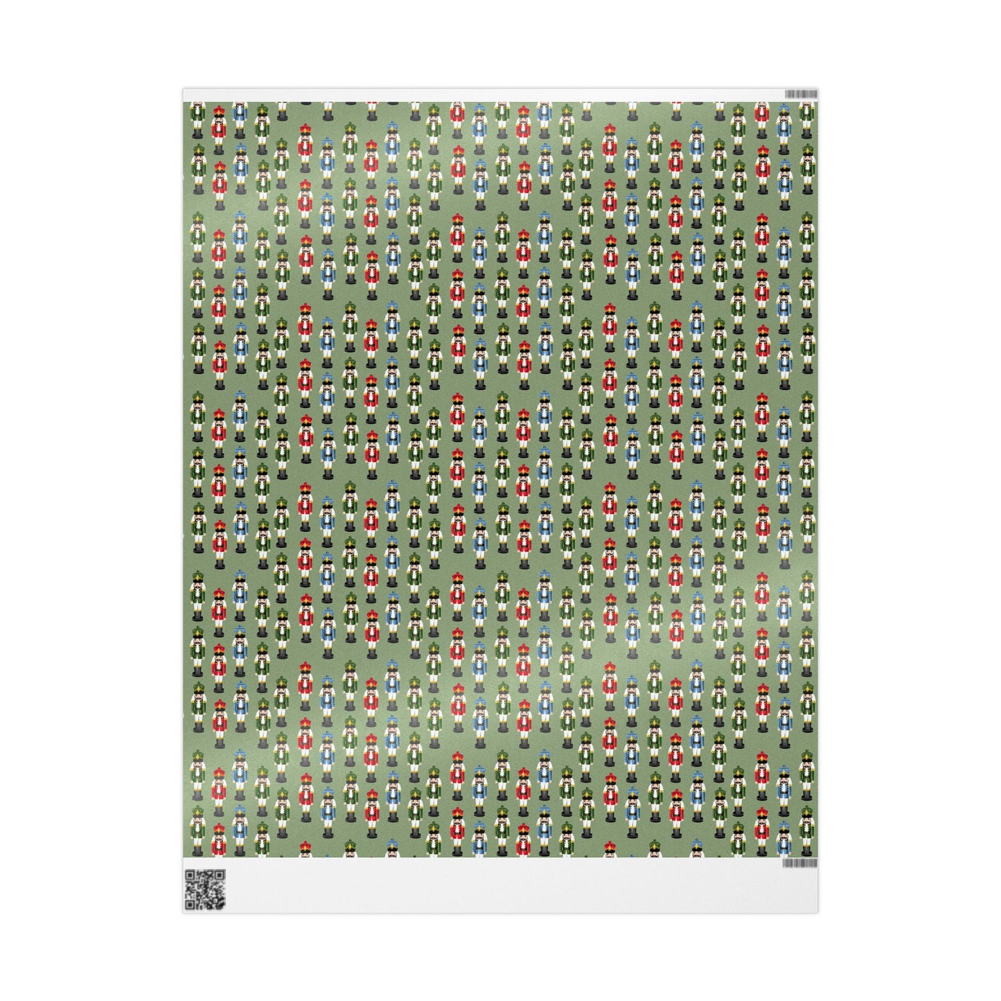 Nutcracker Pattern Wrapping Paper Roll — Festive Green Holiday Gift Wrap