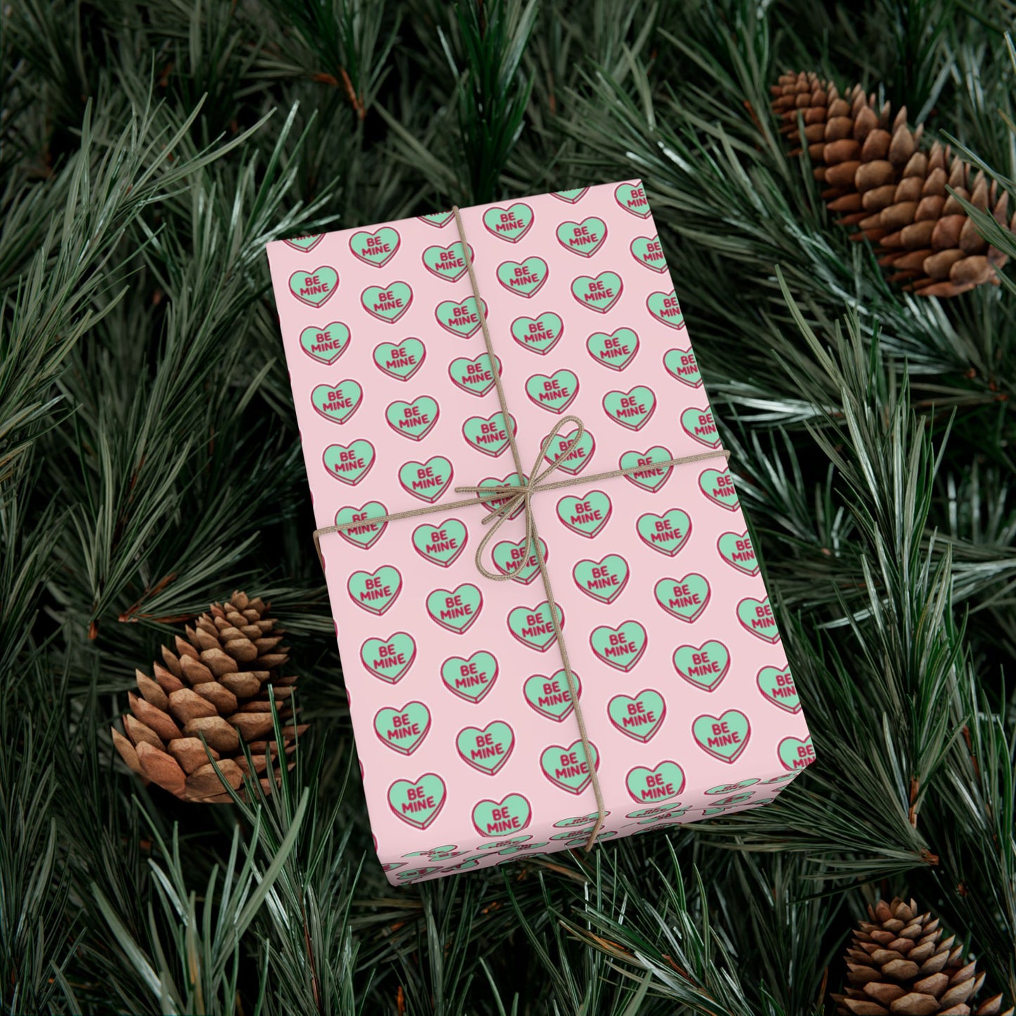 Valentine 'Be Mine' Heart Gift Wrap Paper – Pink Romantic Wrapping Sheets