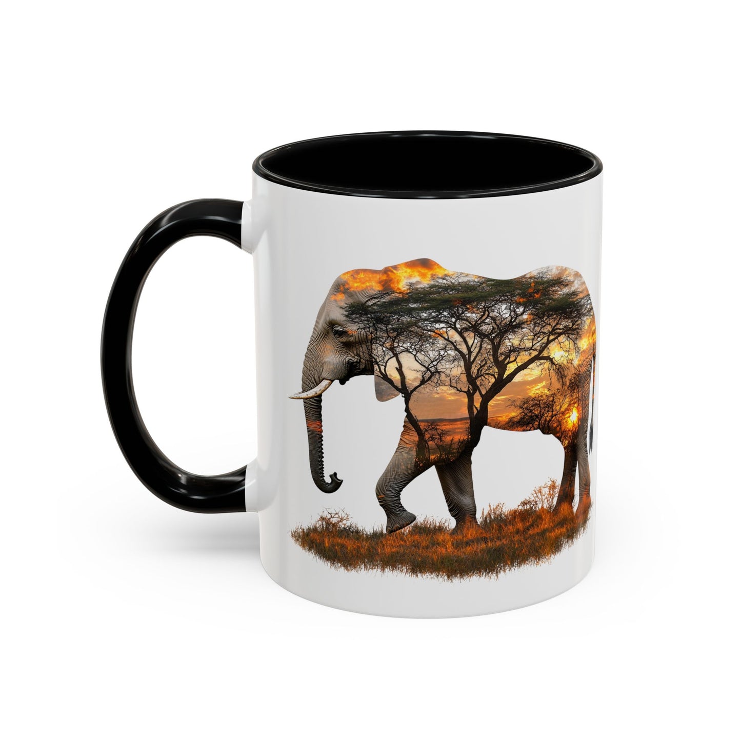 Elegant Elephant Accent Coffee Mug - Nature Lover Gift, Animal Lover Mug