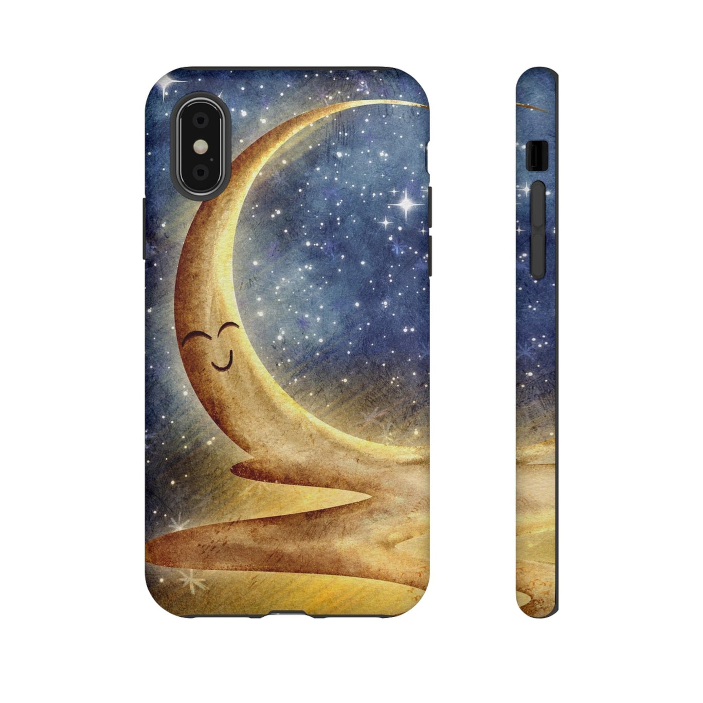 Moonlit Smile Phone Case — Starry Night Crescent Moon iPhone Cover