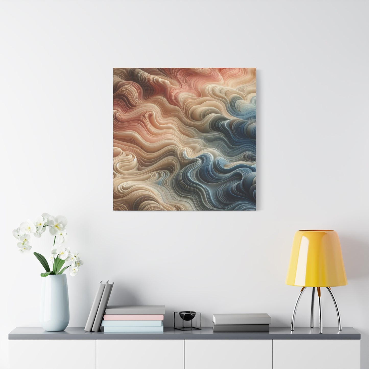 Abstract Swirl Matte Canvas Wall Art — Fluid Earth Tones, Stretched 1.25"