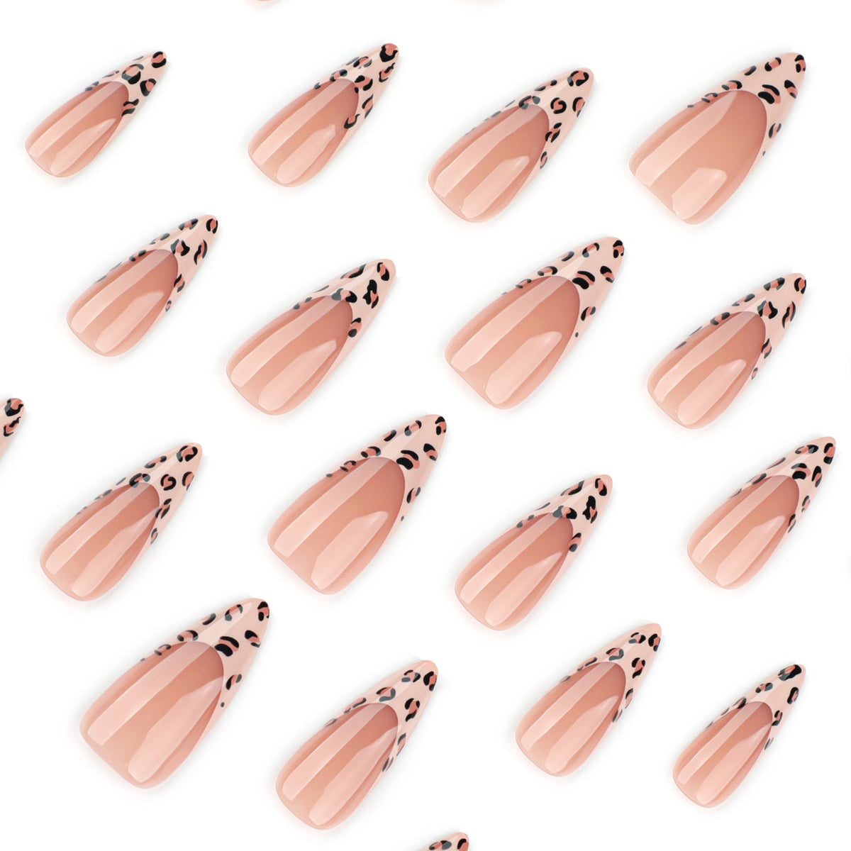 Almond French Leopard press-on nails – Image 3