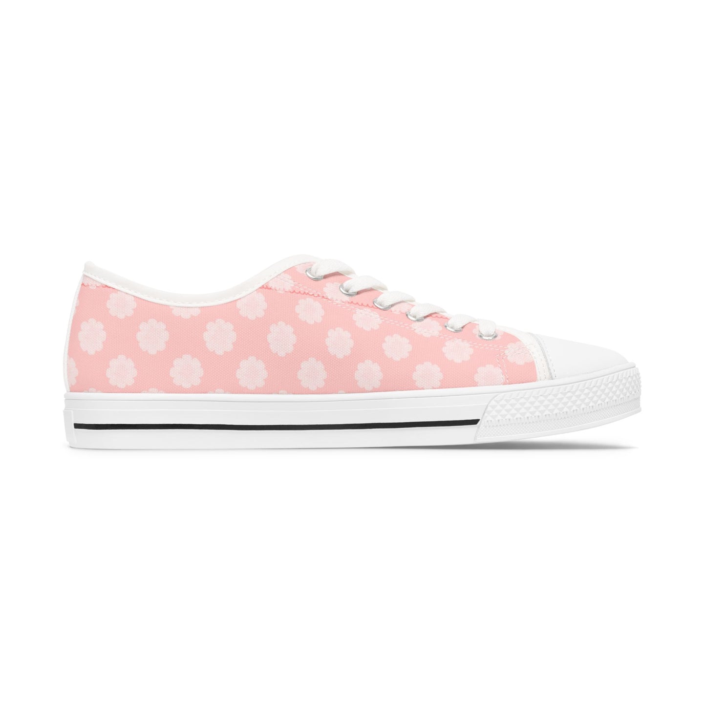 Pink Daisy Low Top Sneakers —  Floral Canvas Casual Shoes