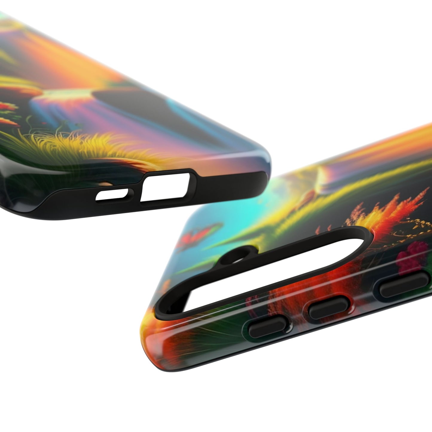 Phone Case - Vibrant Waterfall Landscape with Butterfly | Colorful Nature Protective Case