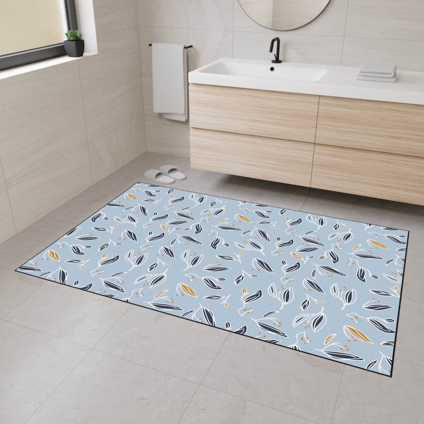 Leaf Pattern Heavy-Duty Floor Mat — Non-Slip Entry & Kitchen Rug