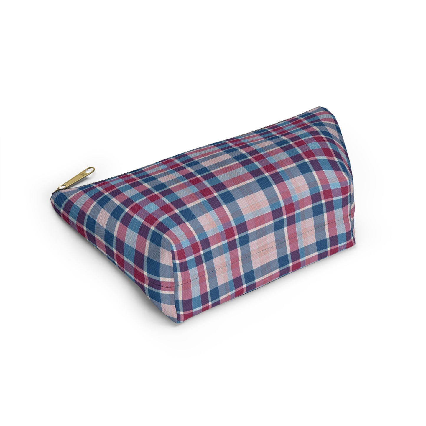 Plaid Accessory Pouch — Blue & Pink Tartan Makeup Bag