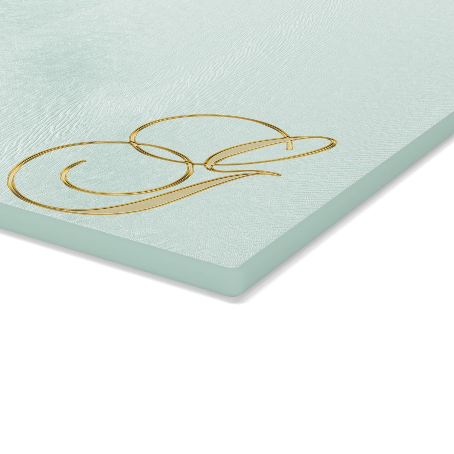 Monogram Glass Cutting Board – Elegant Mint or Clear Kitchen Chopping Board with Gold Script "G"