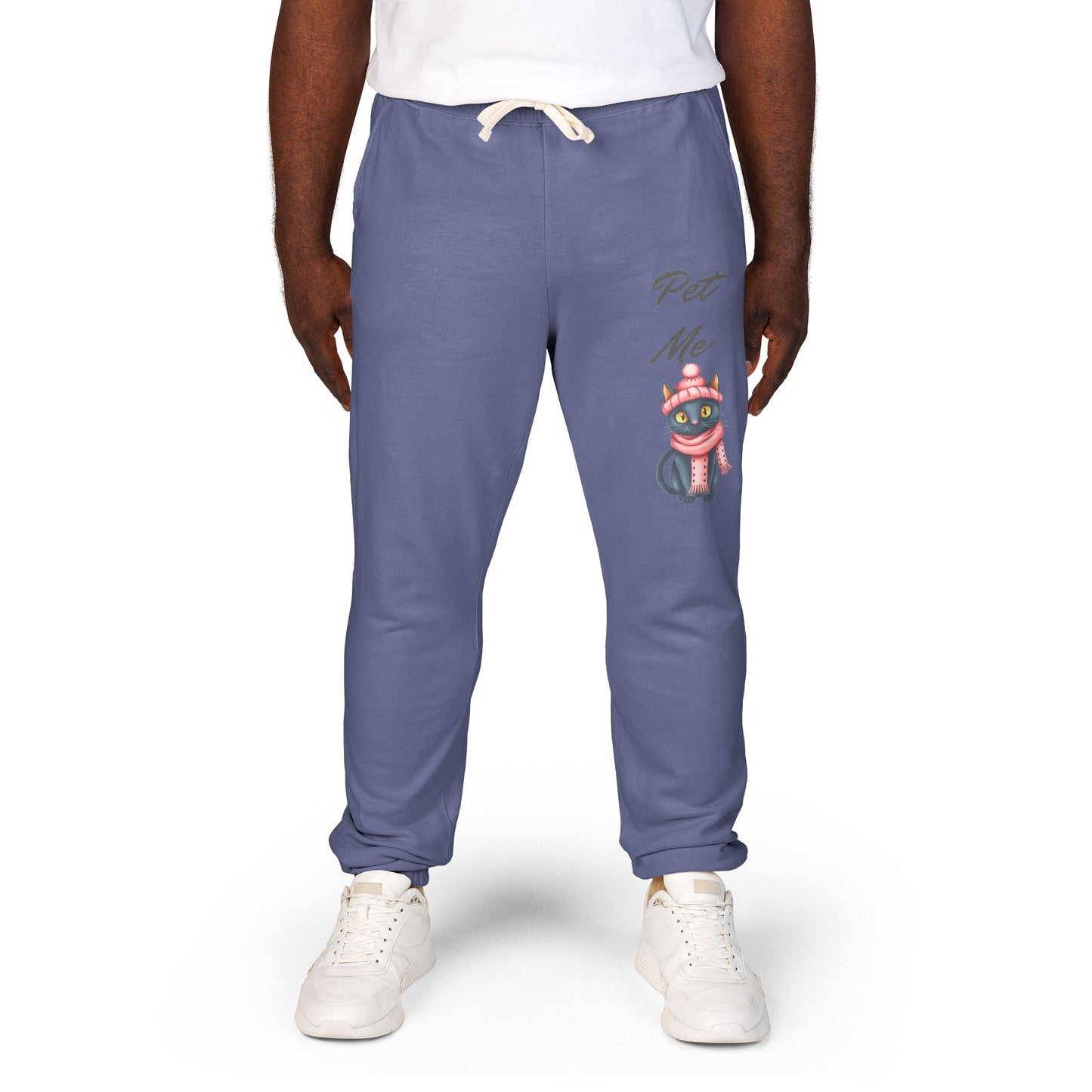 Sweatpants — Colorful Cosmic Cat Graphic "Pet Me" Joggers