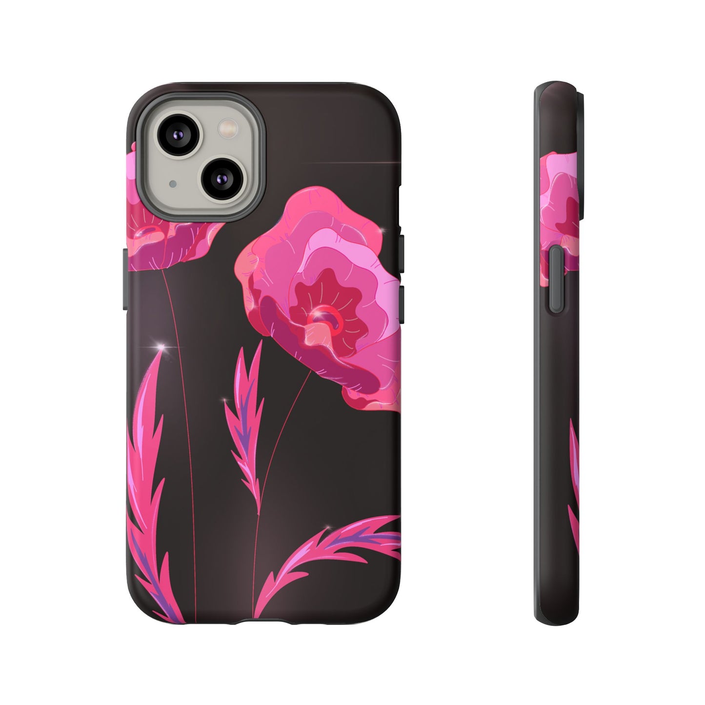 Floral iPhone Case | Tough Cases with Pink Poppy Design, Elegant Flower Phone Cover, Gift for Her, Spring Accessories, Chic Tech