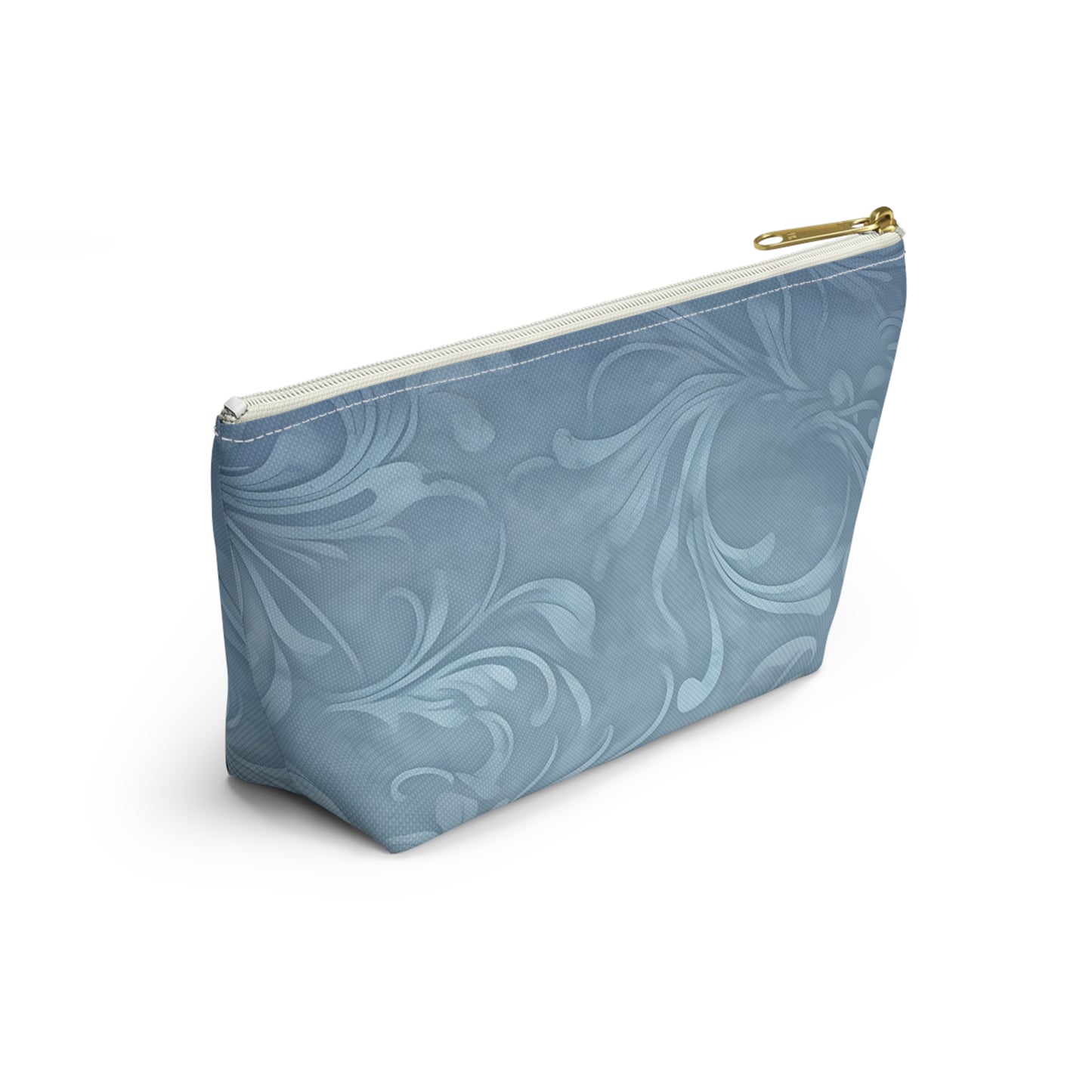 Blue Floral Swirl Accessory Pouch — T-Bottom Makeup & Travel Zip Bag