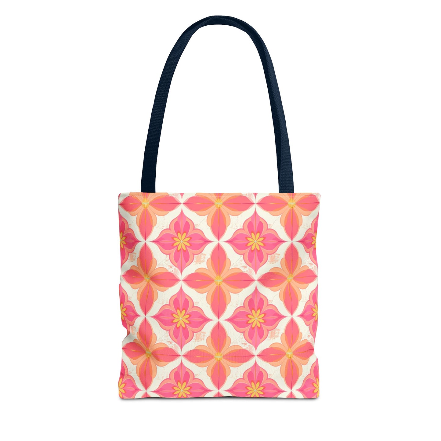 Pink Floral Geometric Tote Bag —  Reusable Shopper
