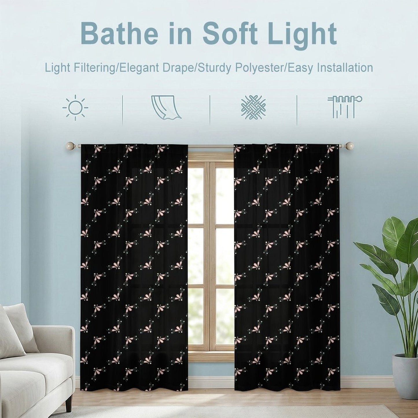 Sheer Curtain Black