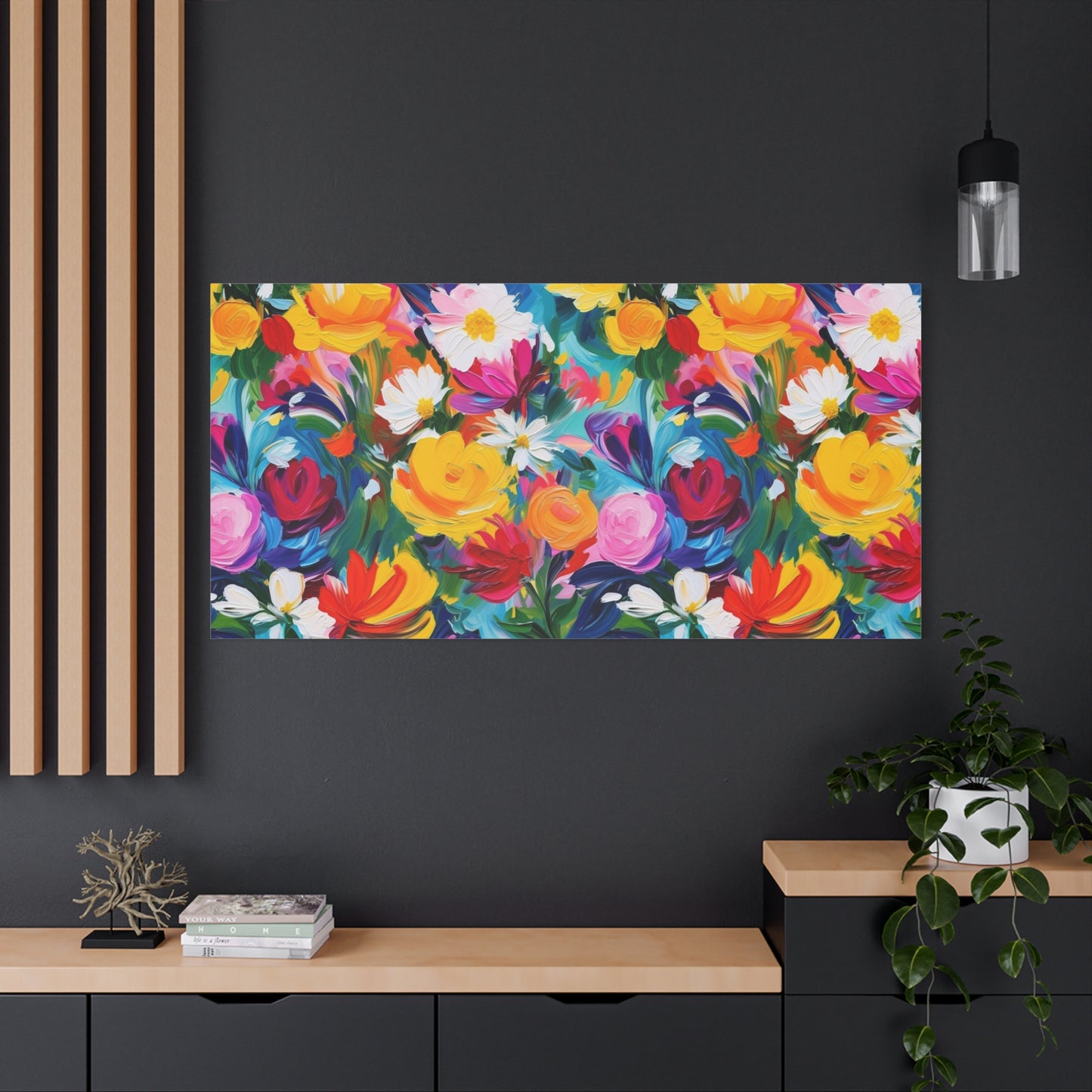 Vibrant Floral Matte Canvas Wall Art — Colorful Garden Print, Stretched 1.25"