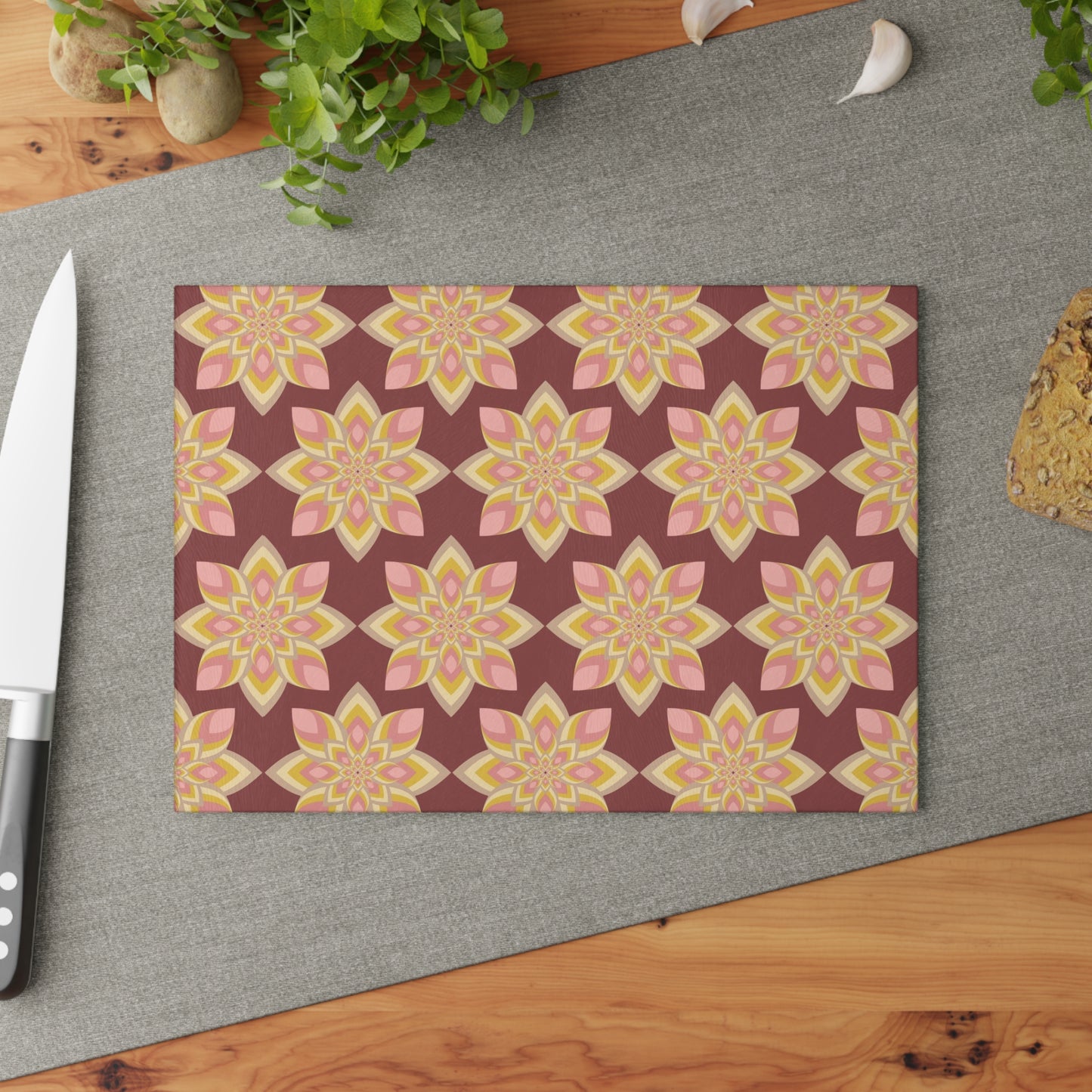 Elegant Floral Glass Cutting Board - Kitchen Decor, Gift for Her, Housewarming, Wedding Registry, Cooking Essential