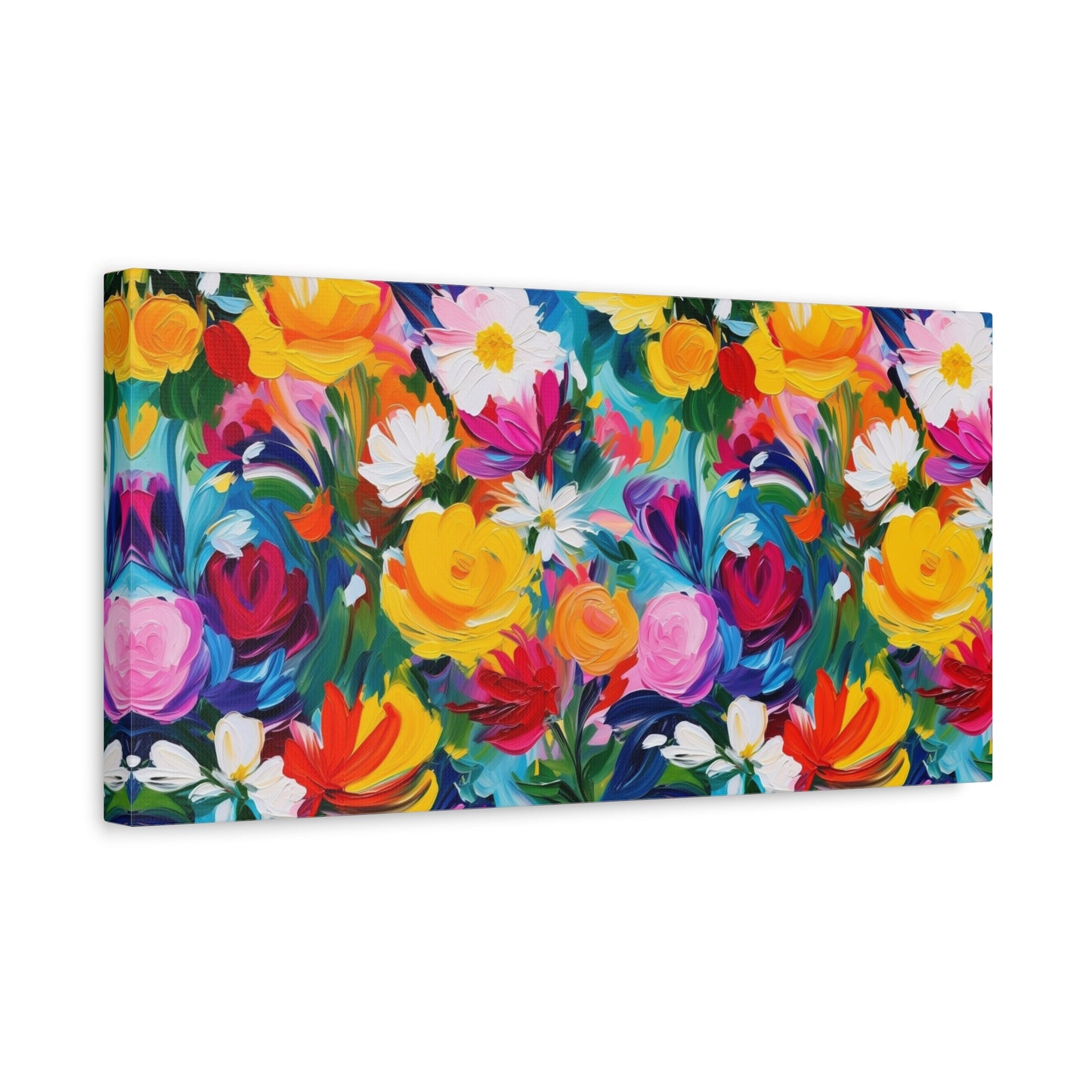 Vibrant Floral Matte Canvas Wall Art — Colorful Garden Print, Stretched 1.25"