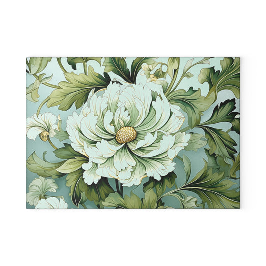 Floral Glass Cutting Board - Elegant Kitchen Decor
