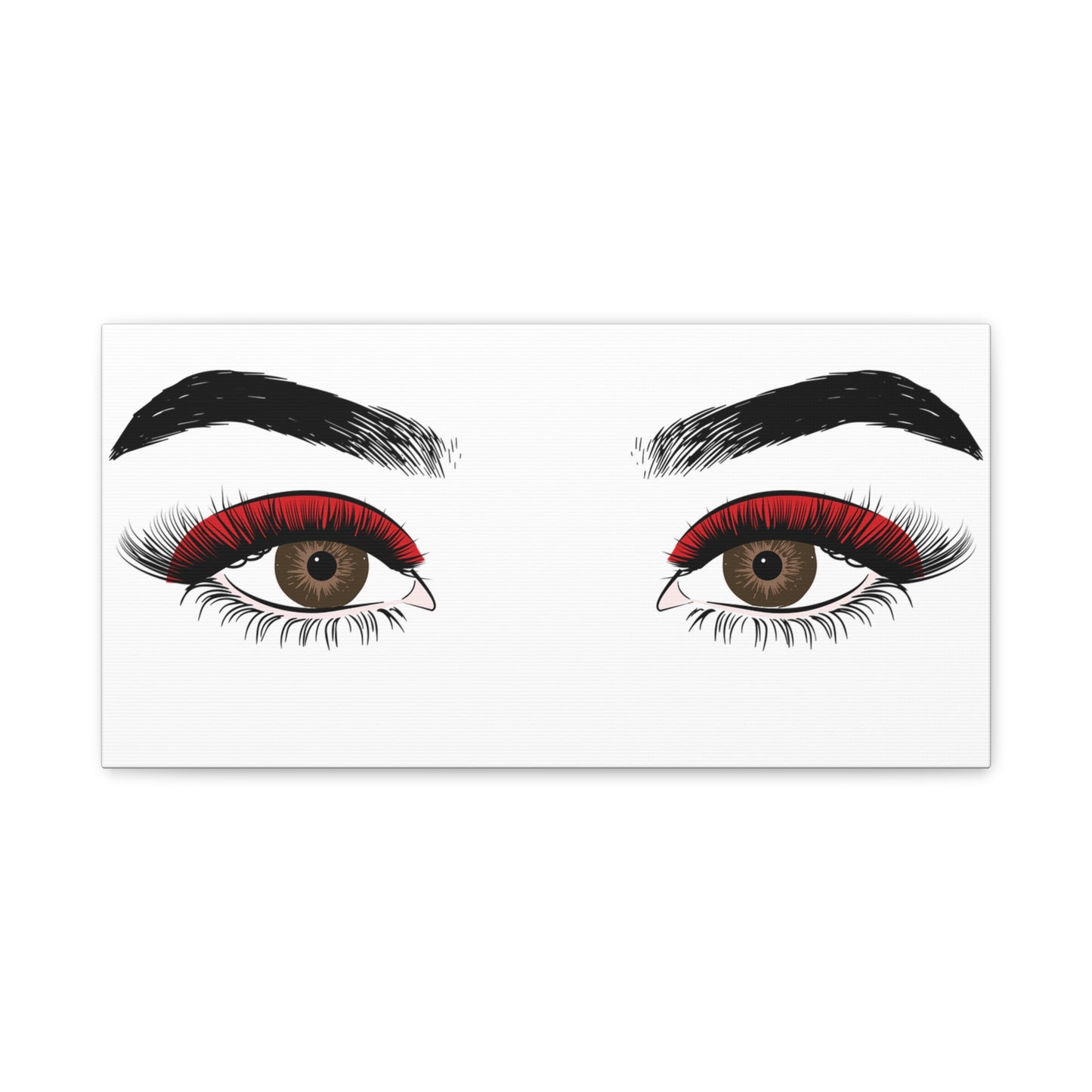 Red Lashes Wall Art Canvas — Glam Eyes Makeup Decor