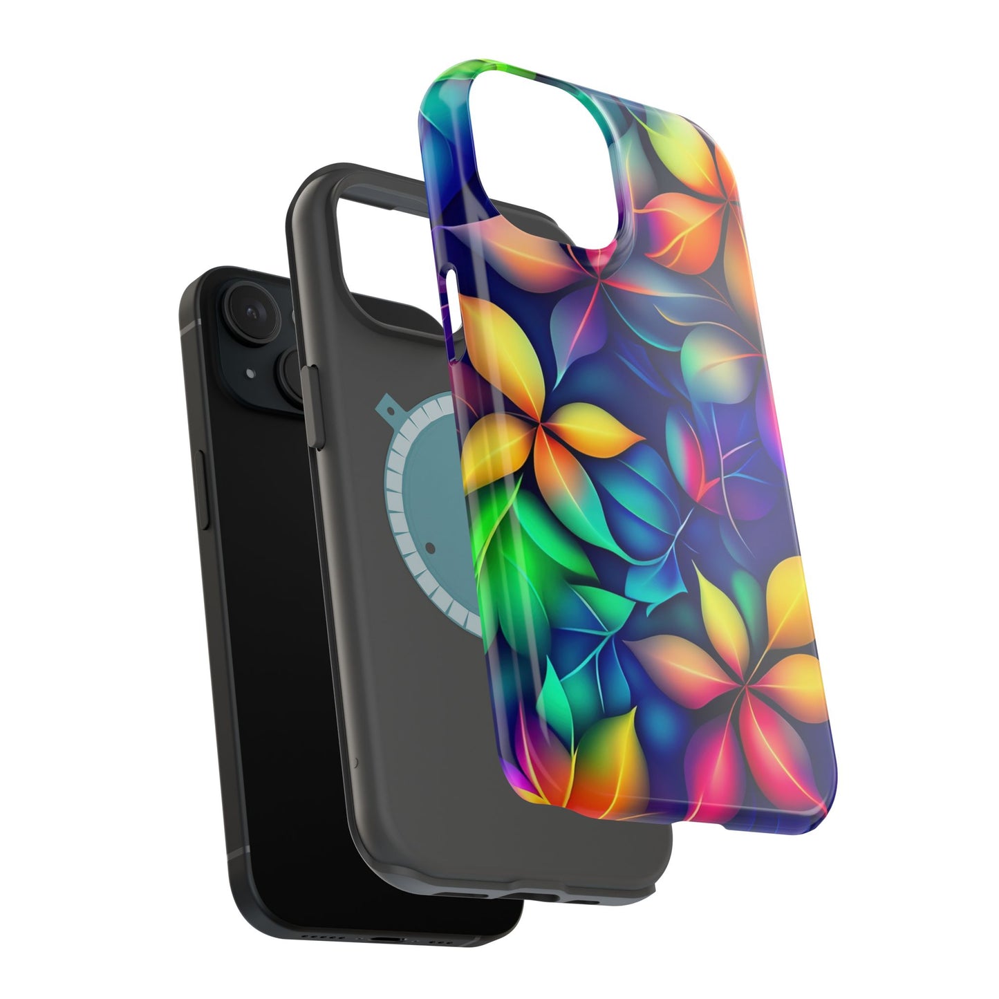 Floral Prism Magnetic Impact-Resistant Phone Case — Colorful Gradient Petal Design