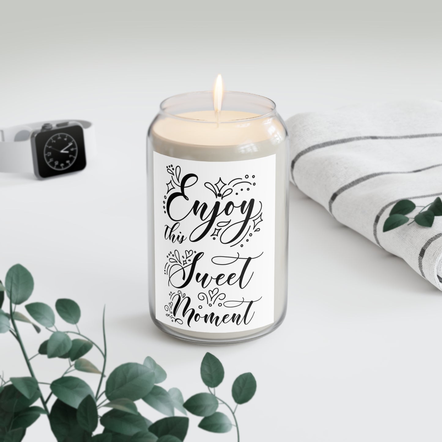 Scented Soy Candle (13.75oz) — “Enjoy This Sweet Moment” Decorative Jar