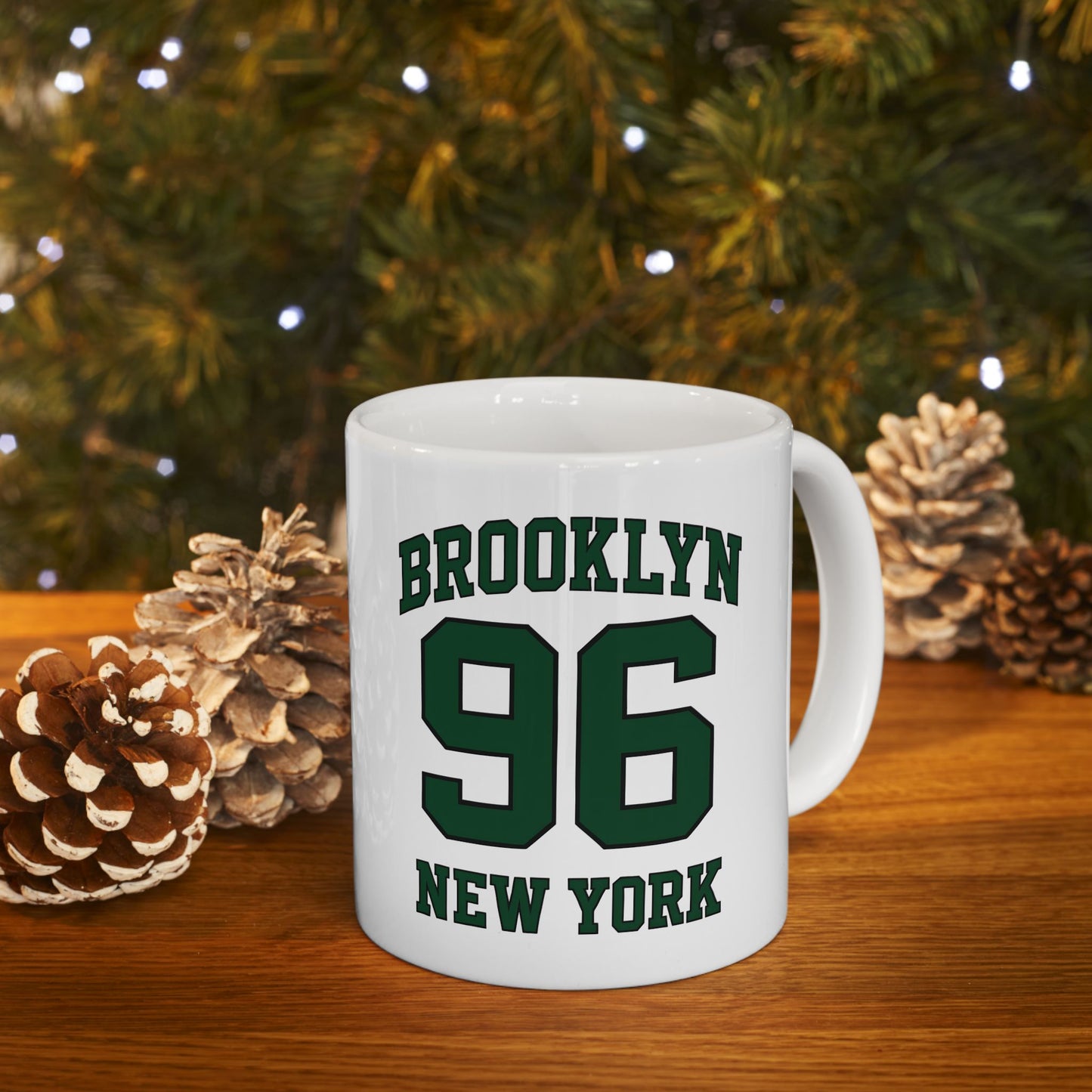 Brooklyn 96 New York Ceramic Mug — Retro Varsity Number Coffee Cup