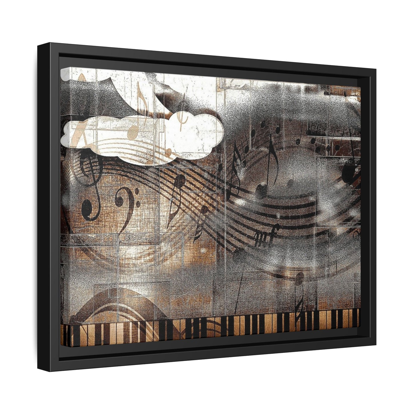 Framed Music Notes Canvas Print — Abstract Vintage Piano & Sheet Music Wall Art