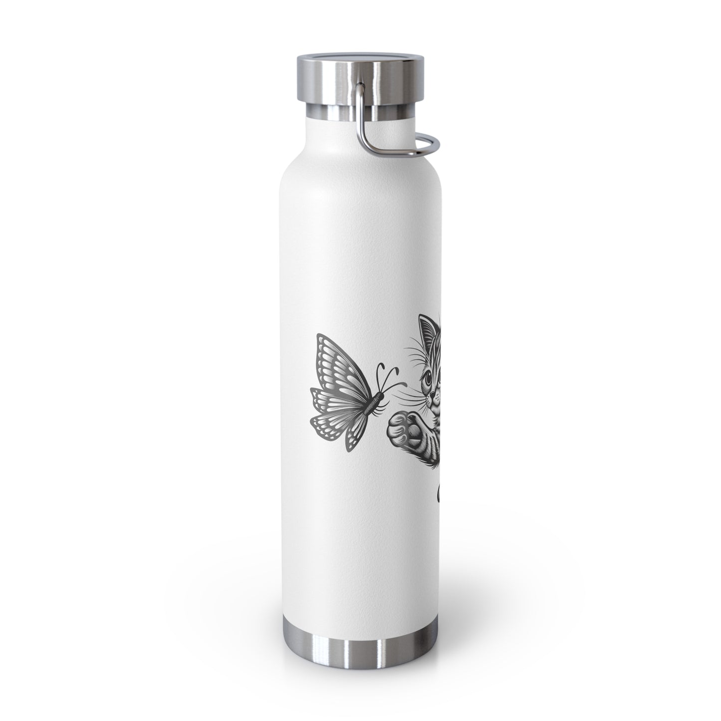 Cat and Butterfly Insulated Water Bottle -  22oz insulated bottle
