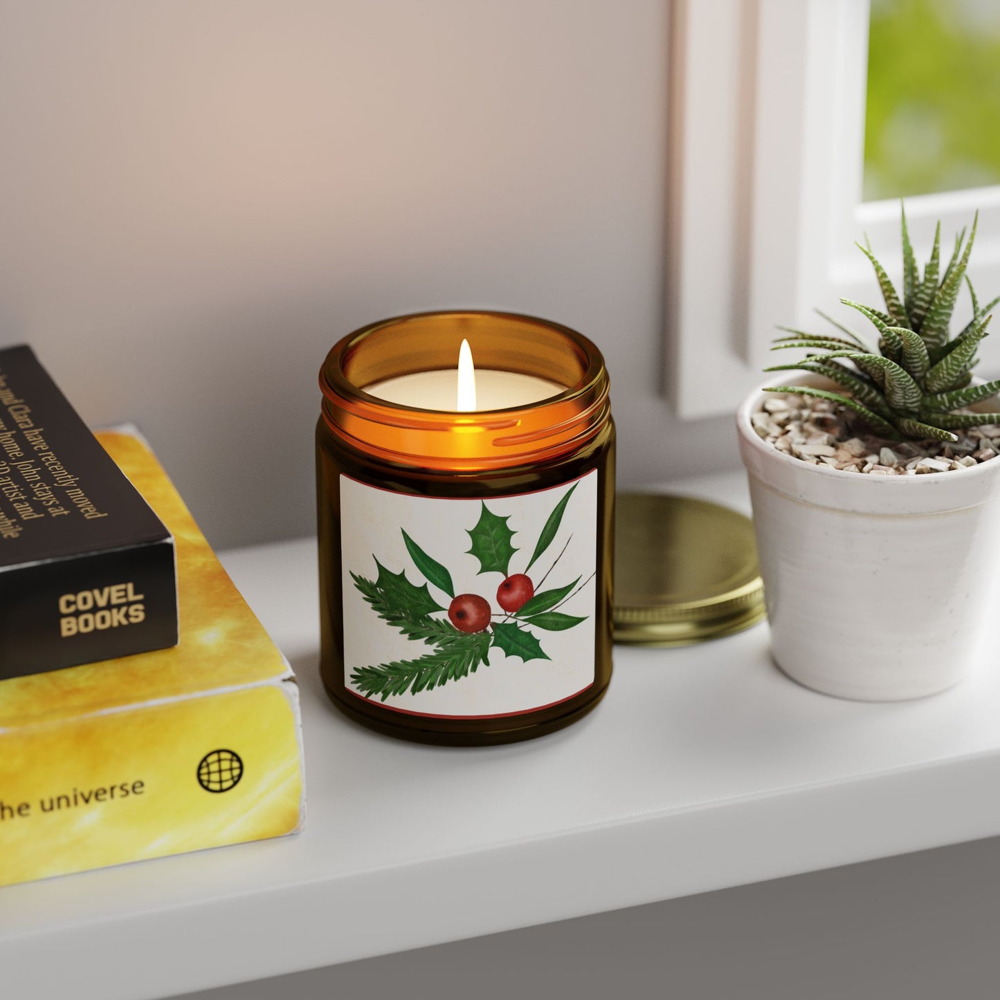 Holiday Holly Scented Candle (Coconut Apricot Wax)