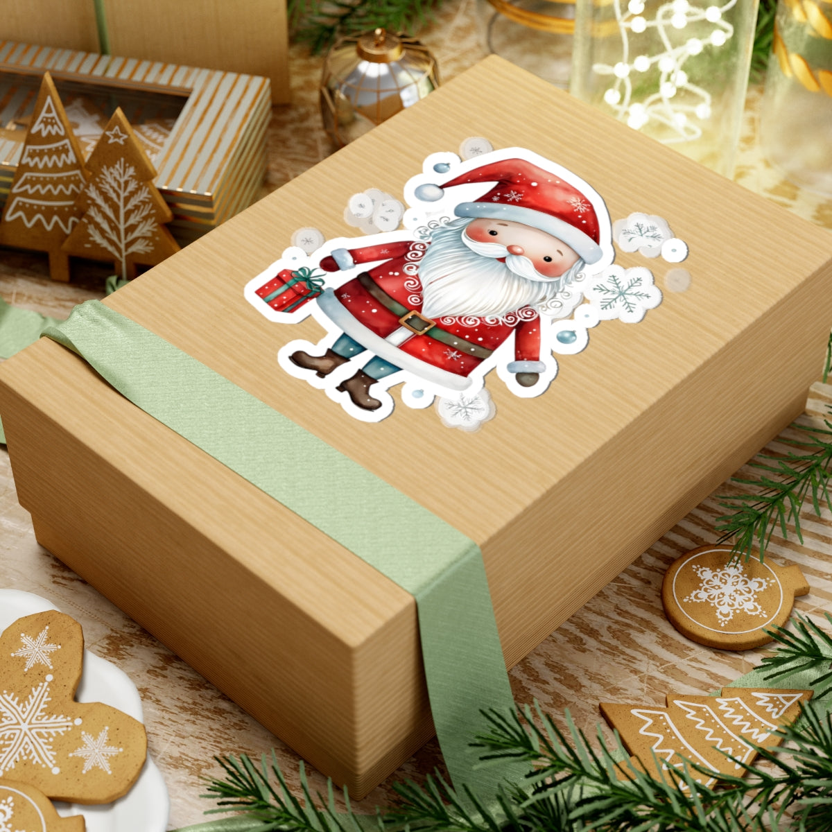 Santa Claus Kiss-Cut Sticker — Cute Christmas Santa Laptop Decal