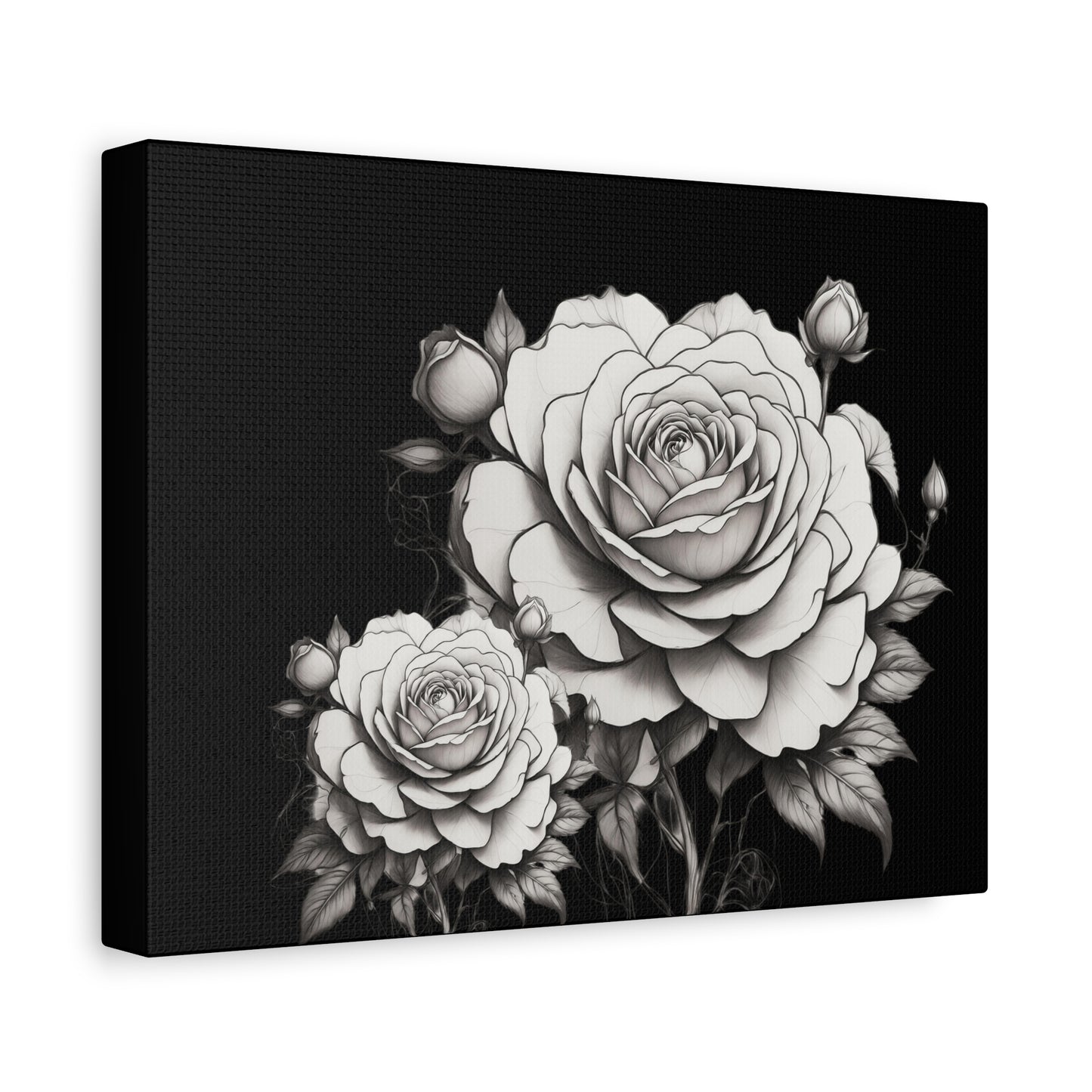 Monochrome Rose Canvas Print — Black & White Floral Wall Art