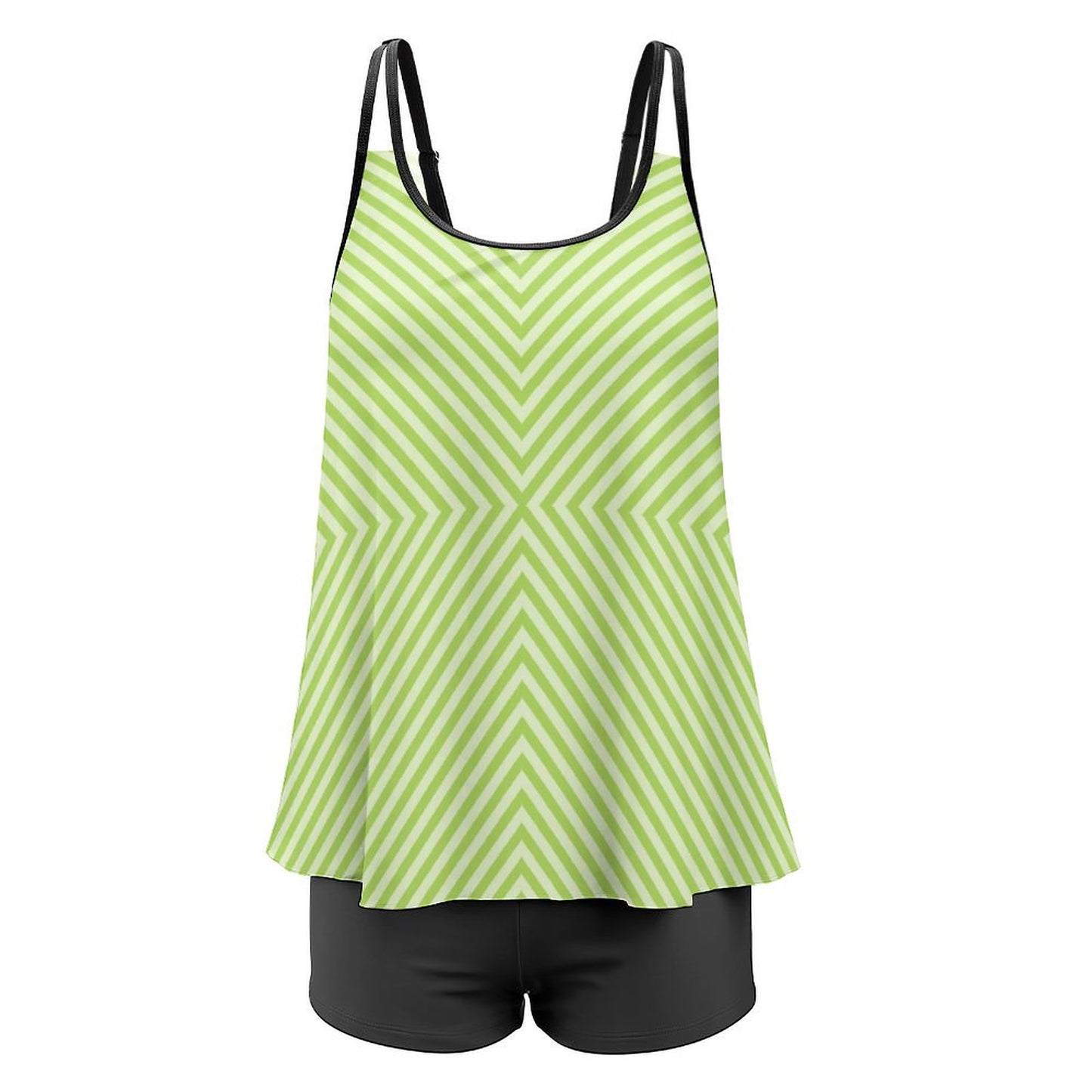 Plus Size Women Tankini 2-Piece Swimsuit - Green