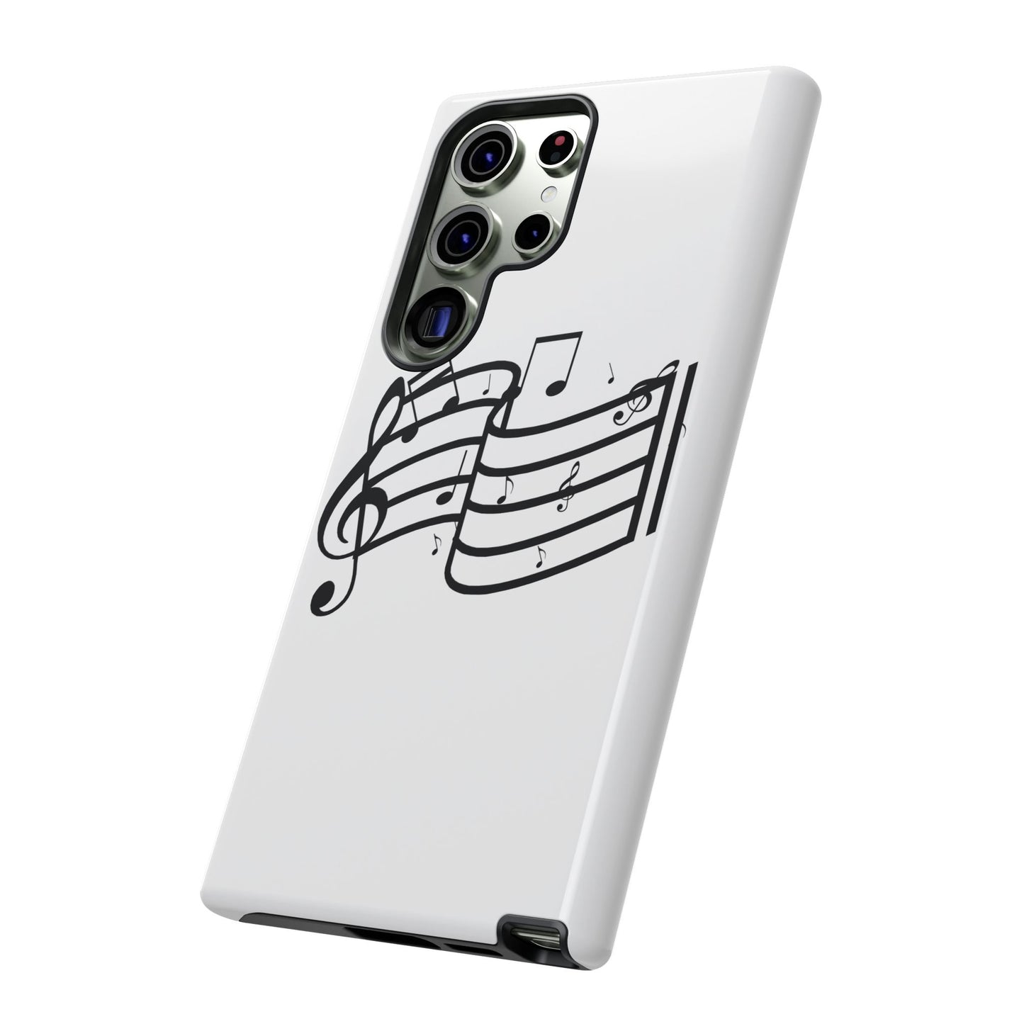 Musical Notes Phone Case — Black Treble Clef Music Staff Tough Case