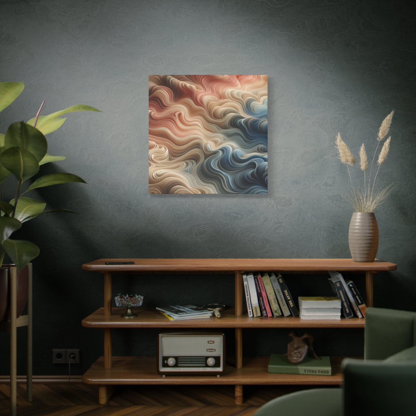 Abstract Swirl Matte Canvas Wall Art — Fluid Earth Tones, Stretched 1.25"