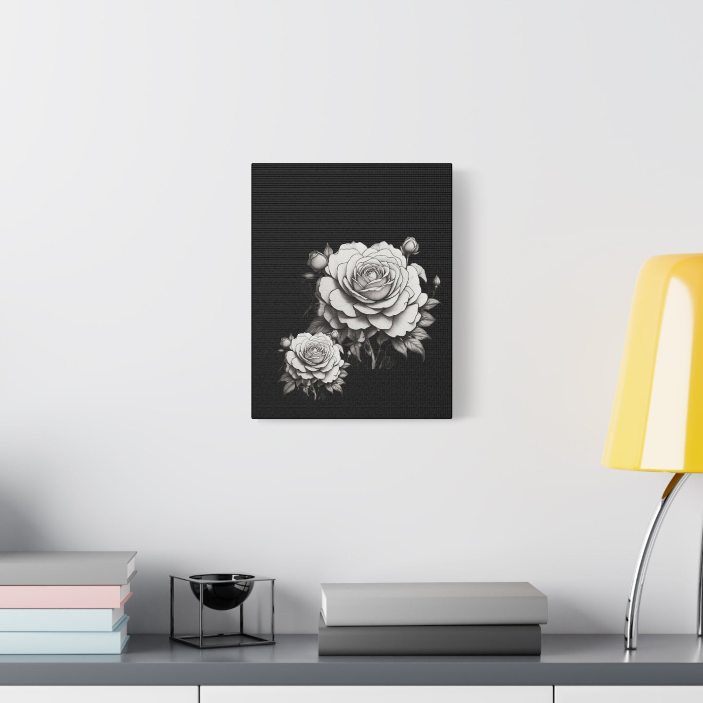 Monochrome Rose Canvas Print — Black & White Floral Wall Art
