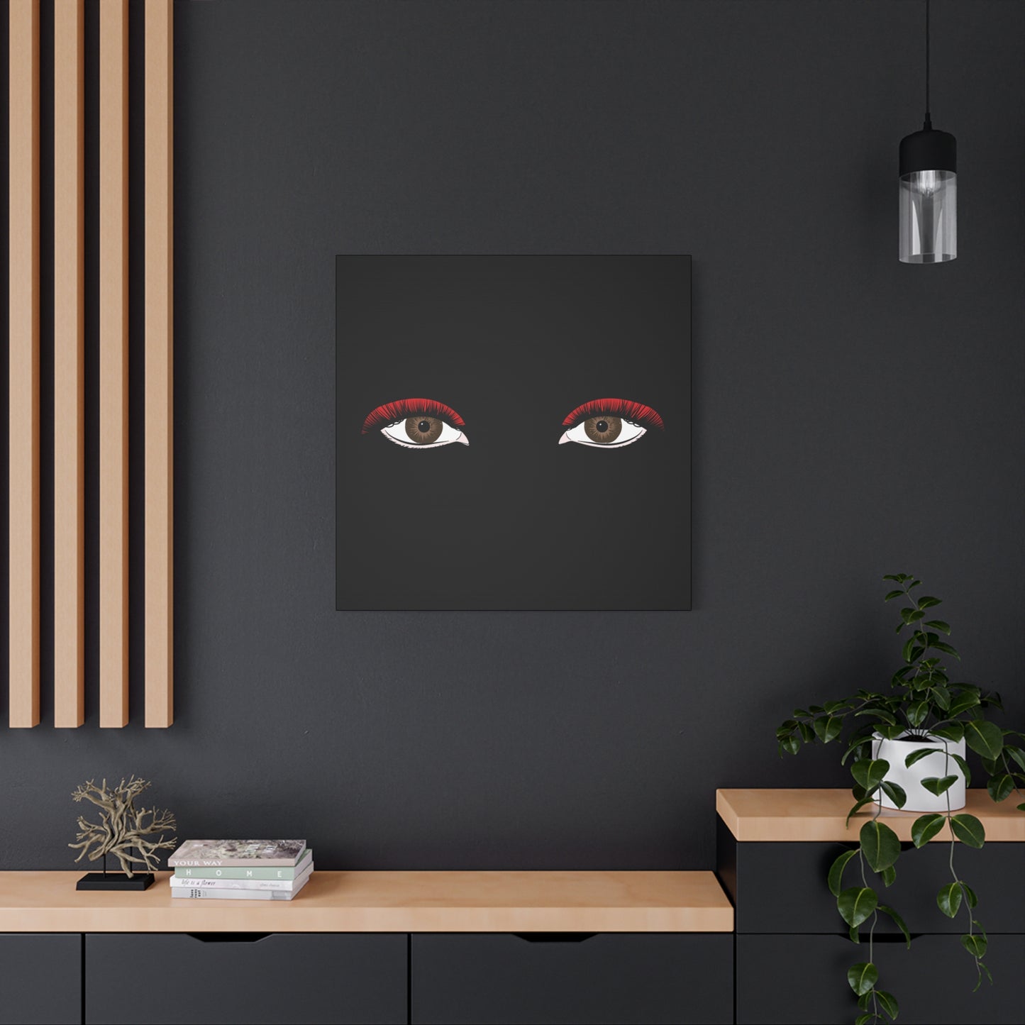 Red Lashes Wall Art Canvas — Glam Eyes Makeup Decor