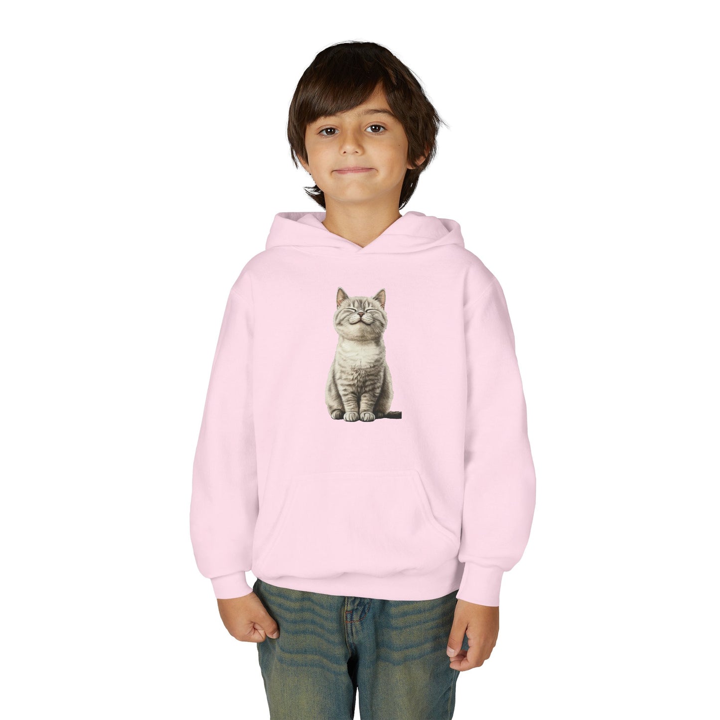 Kids Cat Hoodie – Cute Sitting Kitten Youth Hooded Sweatshirt