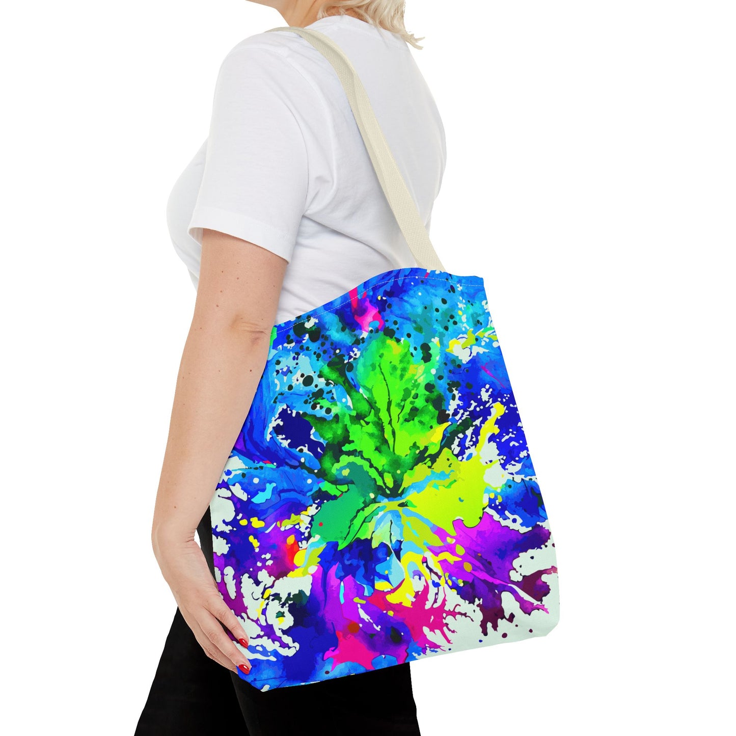 Vibrant Abstract Tote Bag Colorful Shopping Bag, Beach Tote