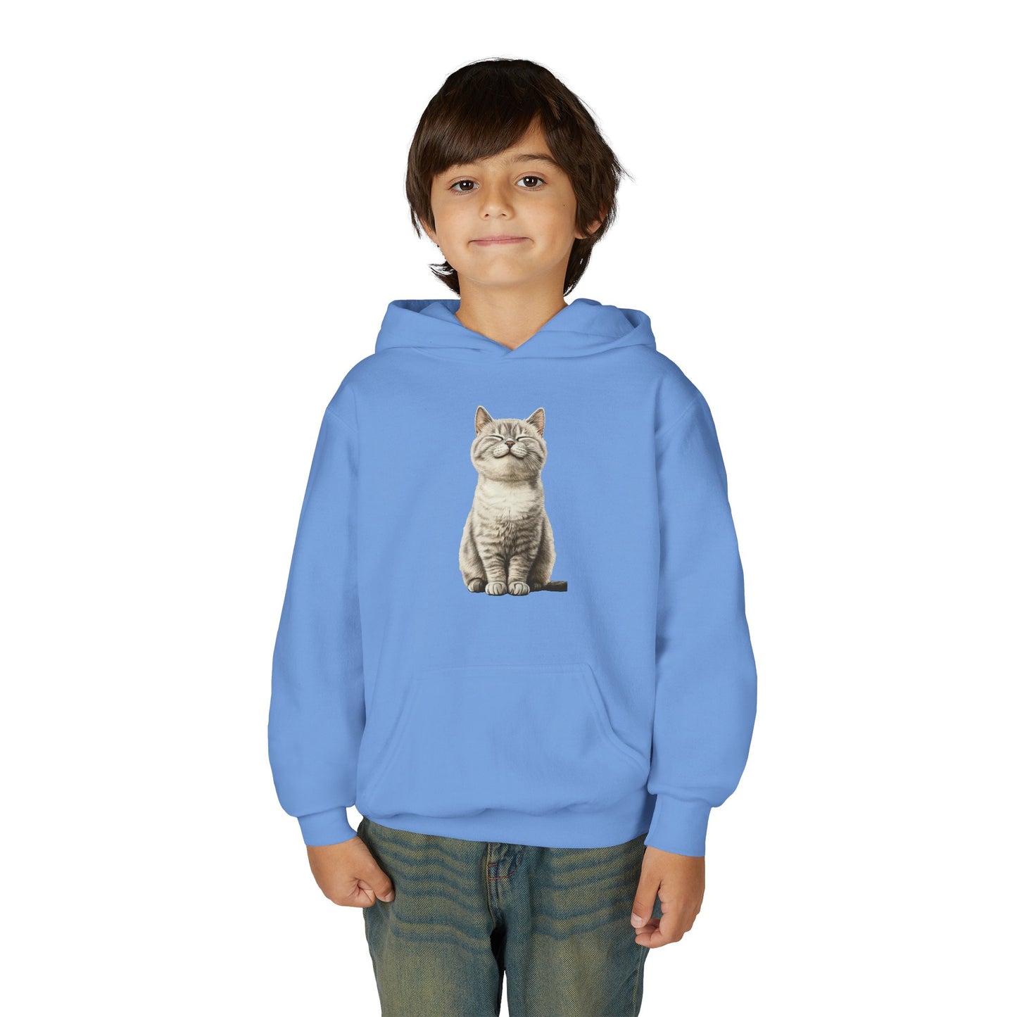 Kids Cat Hoodie – Cute Sitting Kitten Youth Hooded Sweatshirt