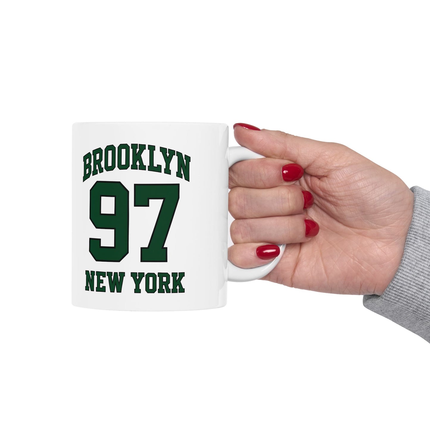 Brooklyn 97 New York Ceramic Mug – Vintage Varsity Number Coffee Cup (11oz, 15oz)