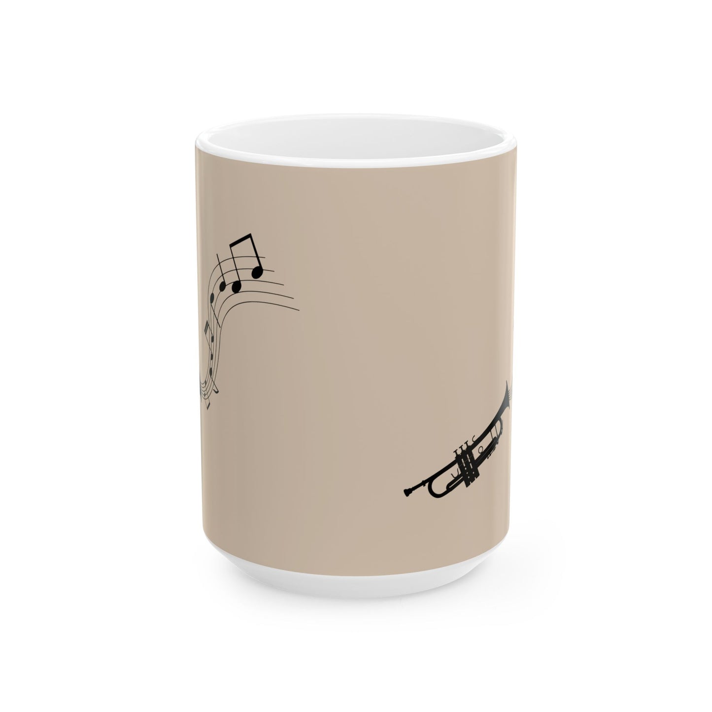 Trumpet Notes Ceramic Mug — Musical Instrument Coffee Cup (11oz/15oz)
