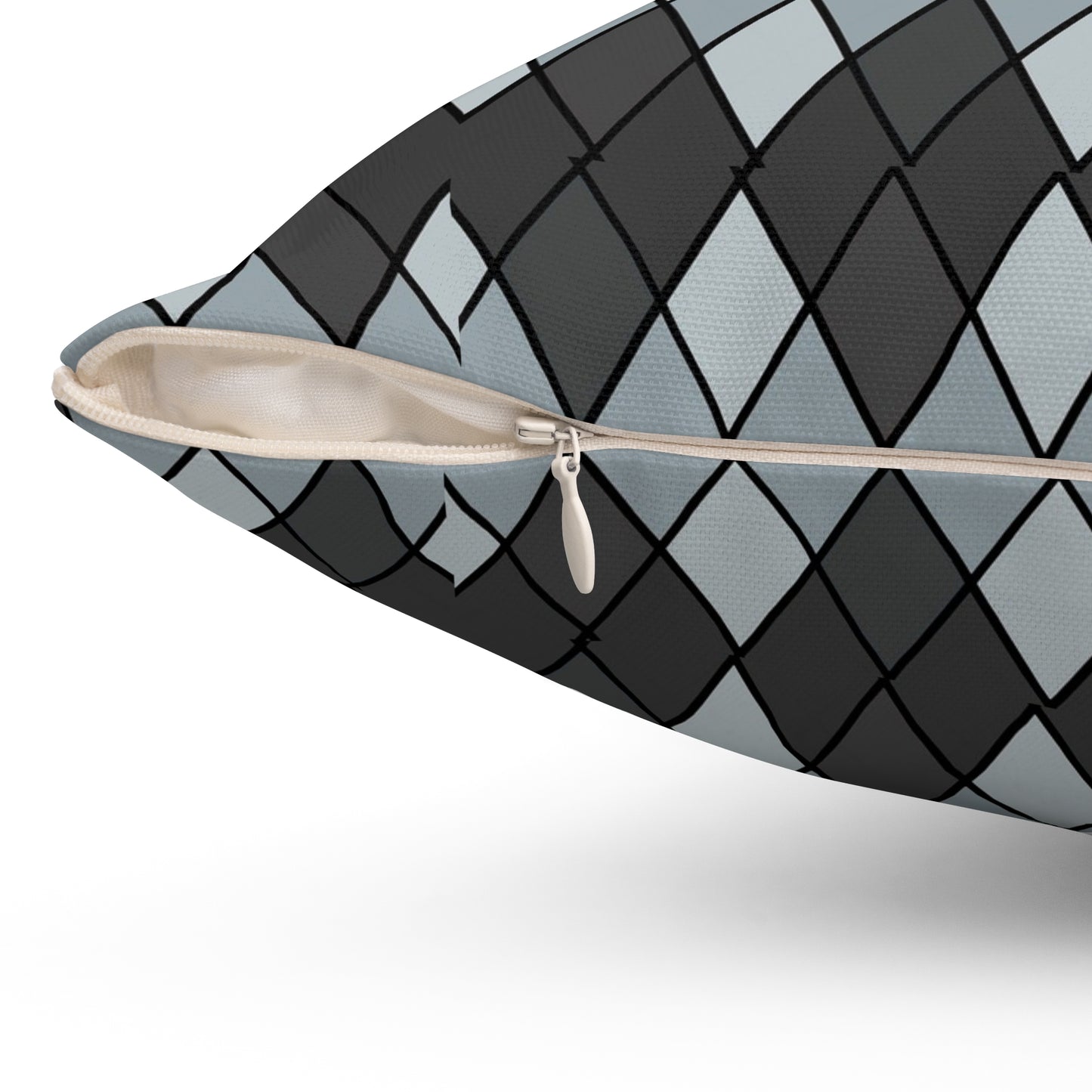 Argyle Geometric Square Pillow — Green & Gray Decorative Throw Pillow