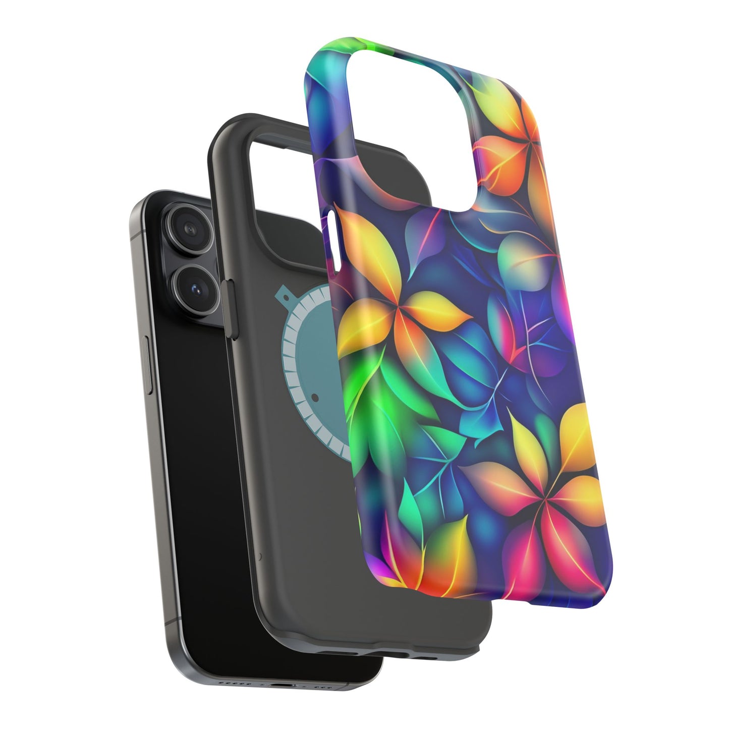 Floral Prism Magnetic Impact-Resistant Phone Case — Colorful Gradient Petal Design