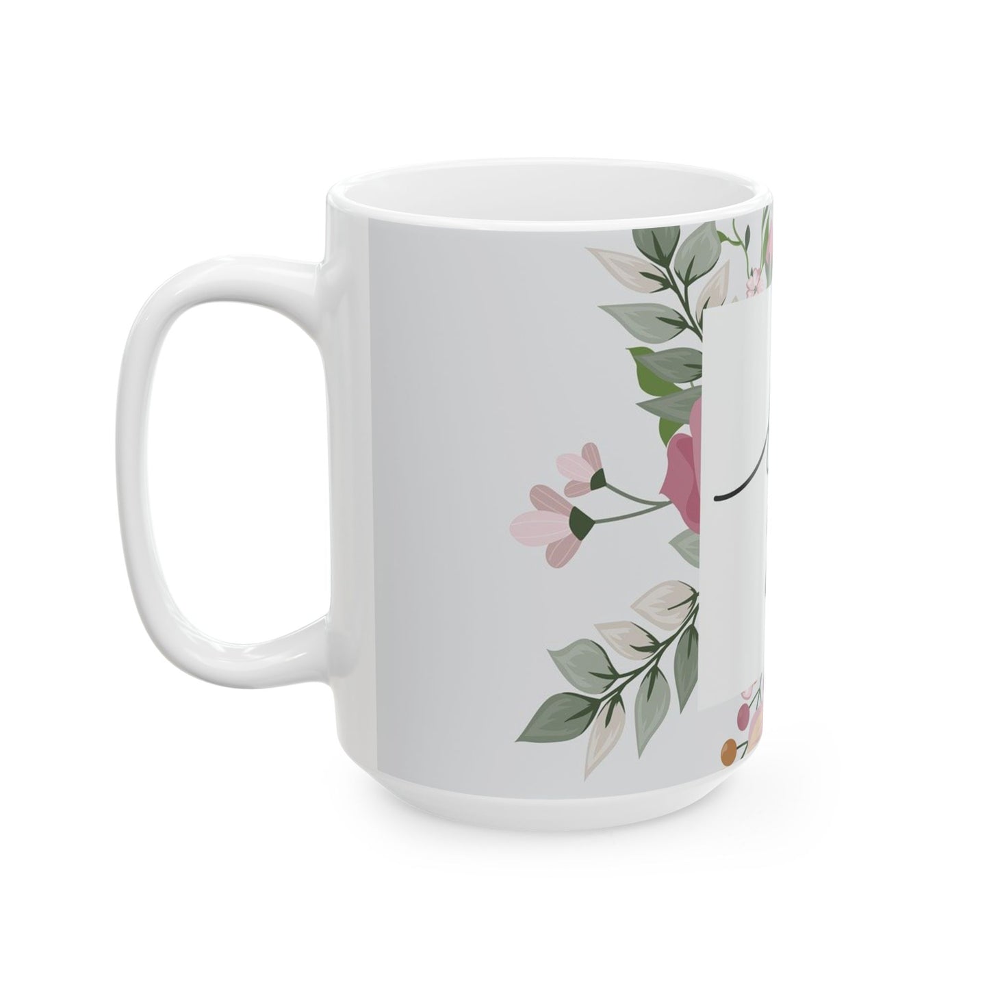Thank You Floral Mug — Handwritten Script Ceramic Coffee Cup (11oz & 15oz)