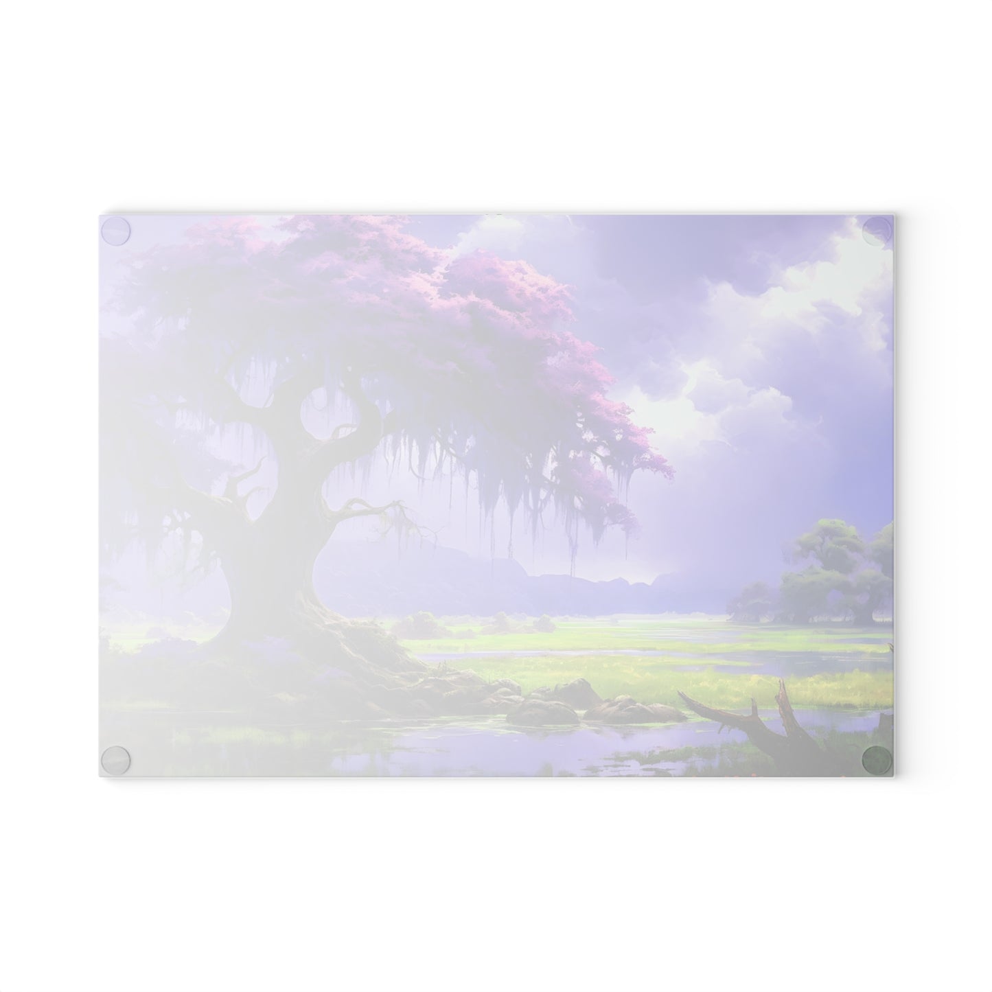 Purple Fantasy Tree Glass Cutting Board — Decorative Kitchen Glass Chopping Board