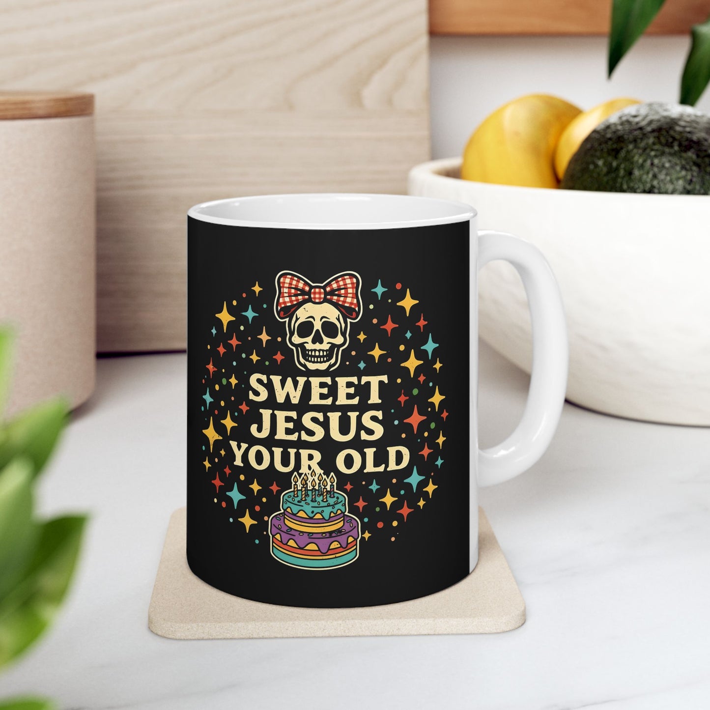 In This House We Swear Jesus Loves You Mug — Colorful Faith Coffee Cup (11oz & 15oz)