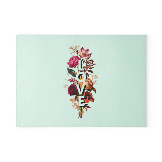 Floral Love Glass Cutting Board - Perfect Kitchen Gift