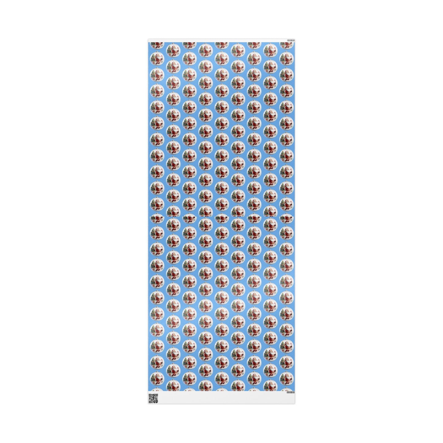 Santa Ornament Pattern Wrapping Paper – Blue Christmas Gift Wrap Roll