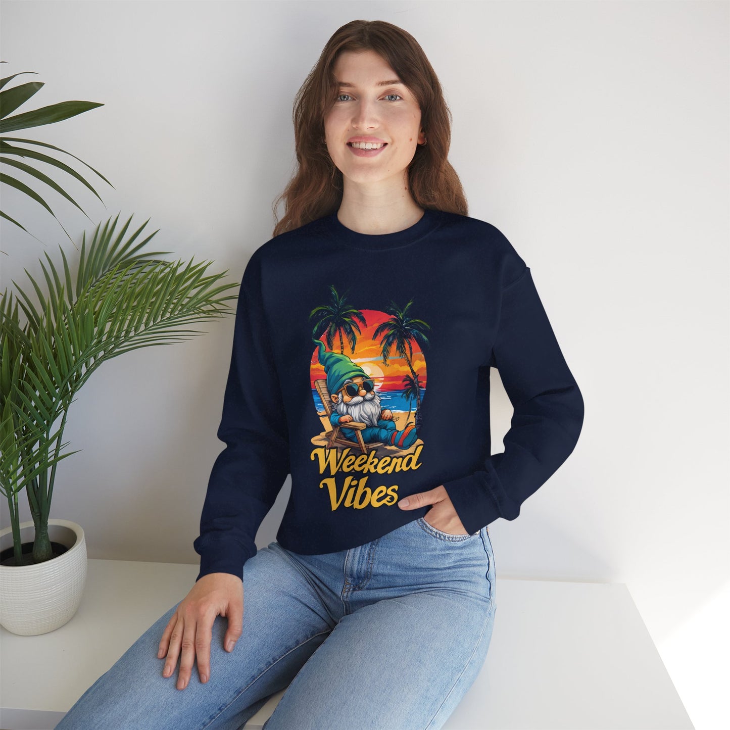 Crewneck — "Weekend Vibes" Tropical Gnome Sweatshirt