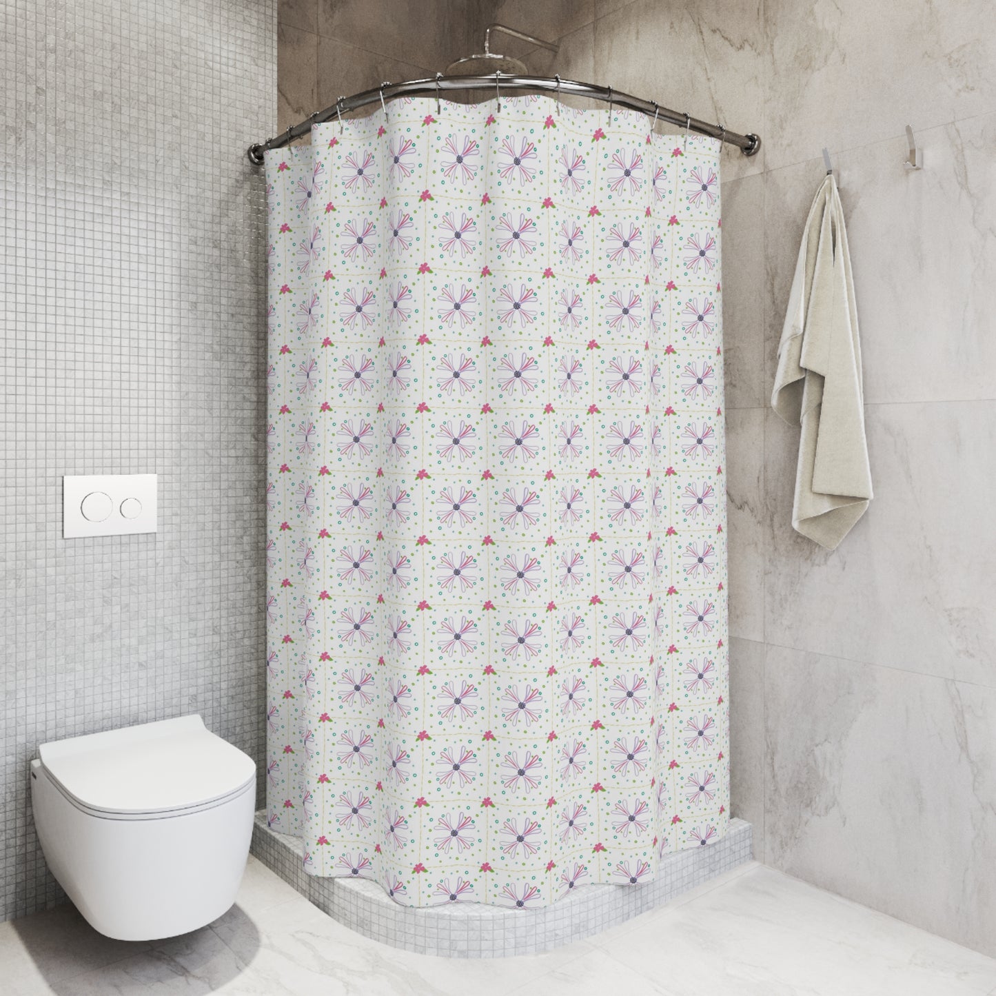 Floral Pattern Shower Curtain, Elegant Bathroom Decor, Home Makeover, Gift for New Home, Spring Refresh