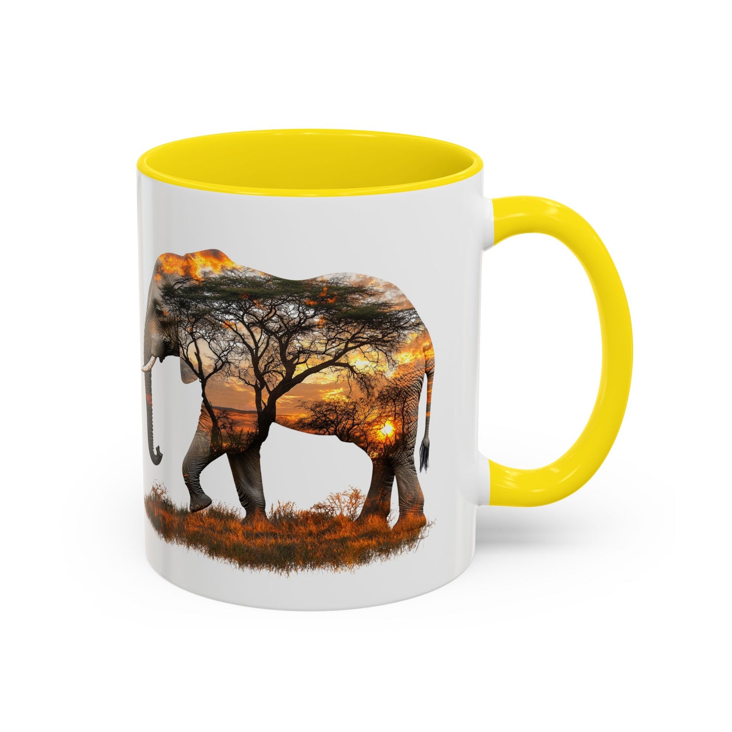 Elegant Elephant Accent Coffee Mug - Nature Lover Gift, Animal Lover Mug
