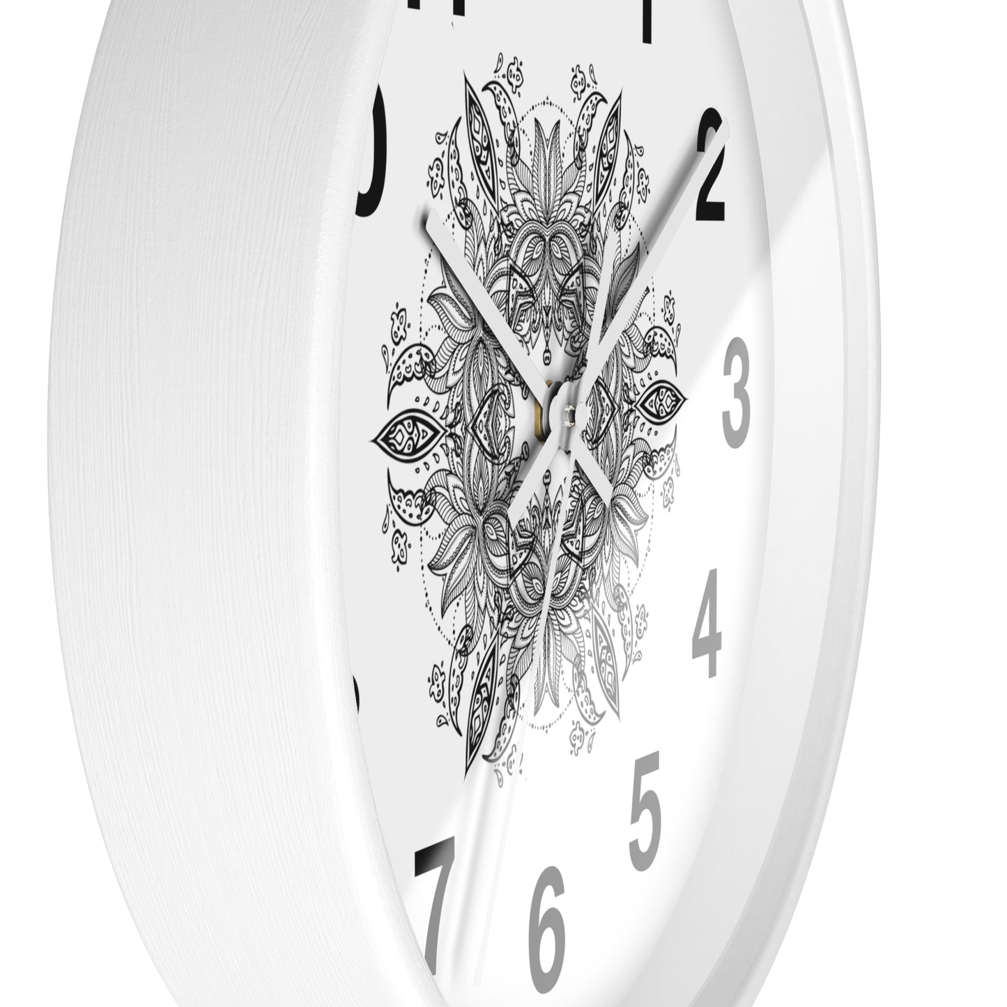 Mandala Wall Clock — Black & White Floral Boho Home Décor